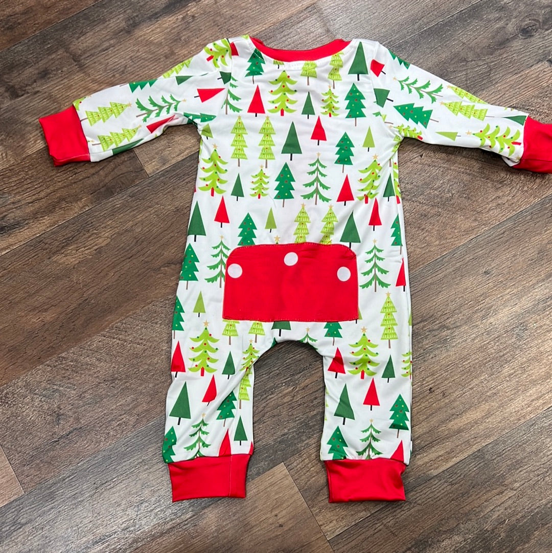 Boy Christmas Tree Romper Pajamas