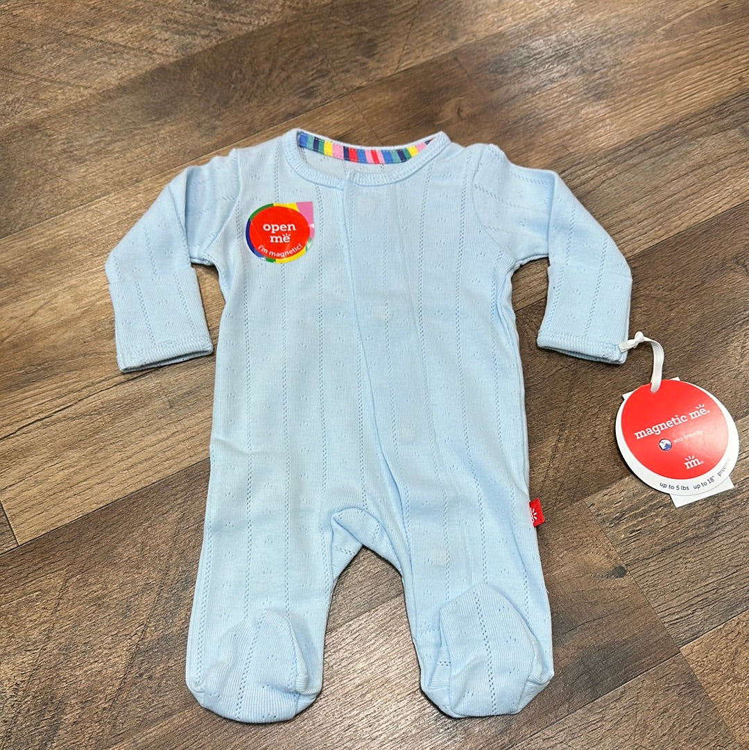 Love linens blue Pointelle footie