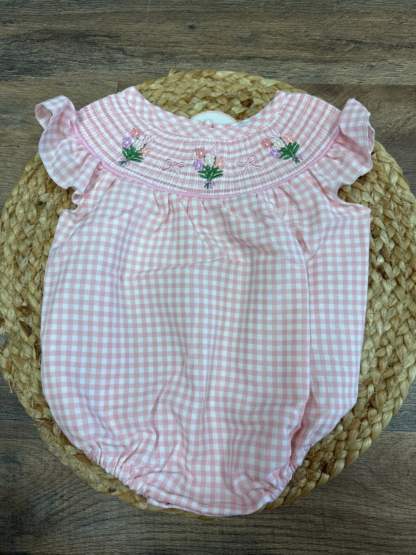 Pink Gingham Flower bow bubble