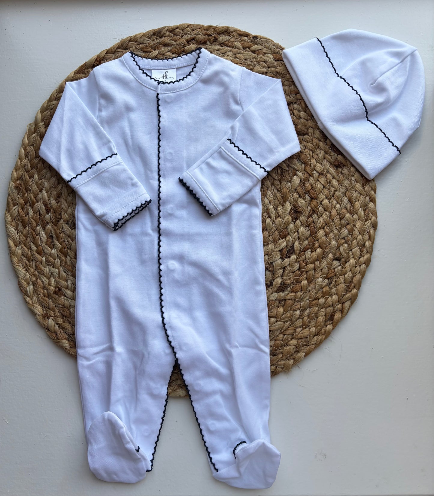 Navy Trim Footie