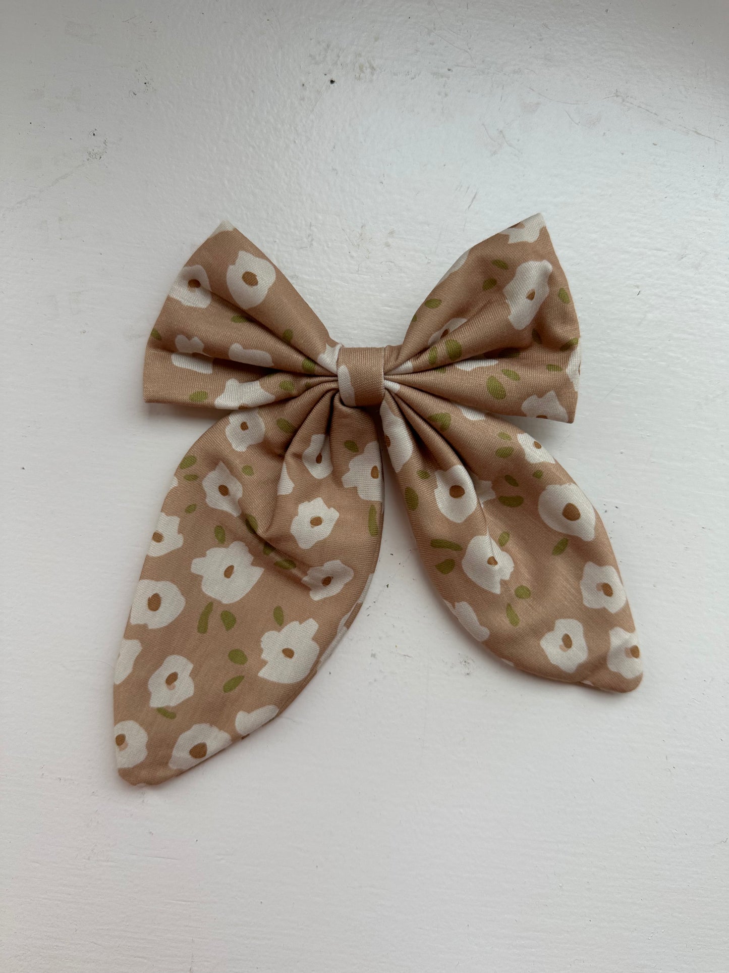 Tan floral hair bows
