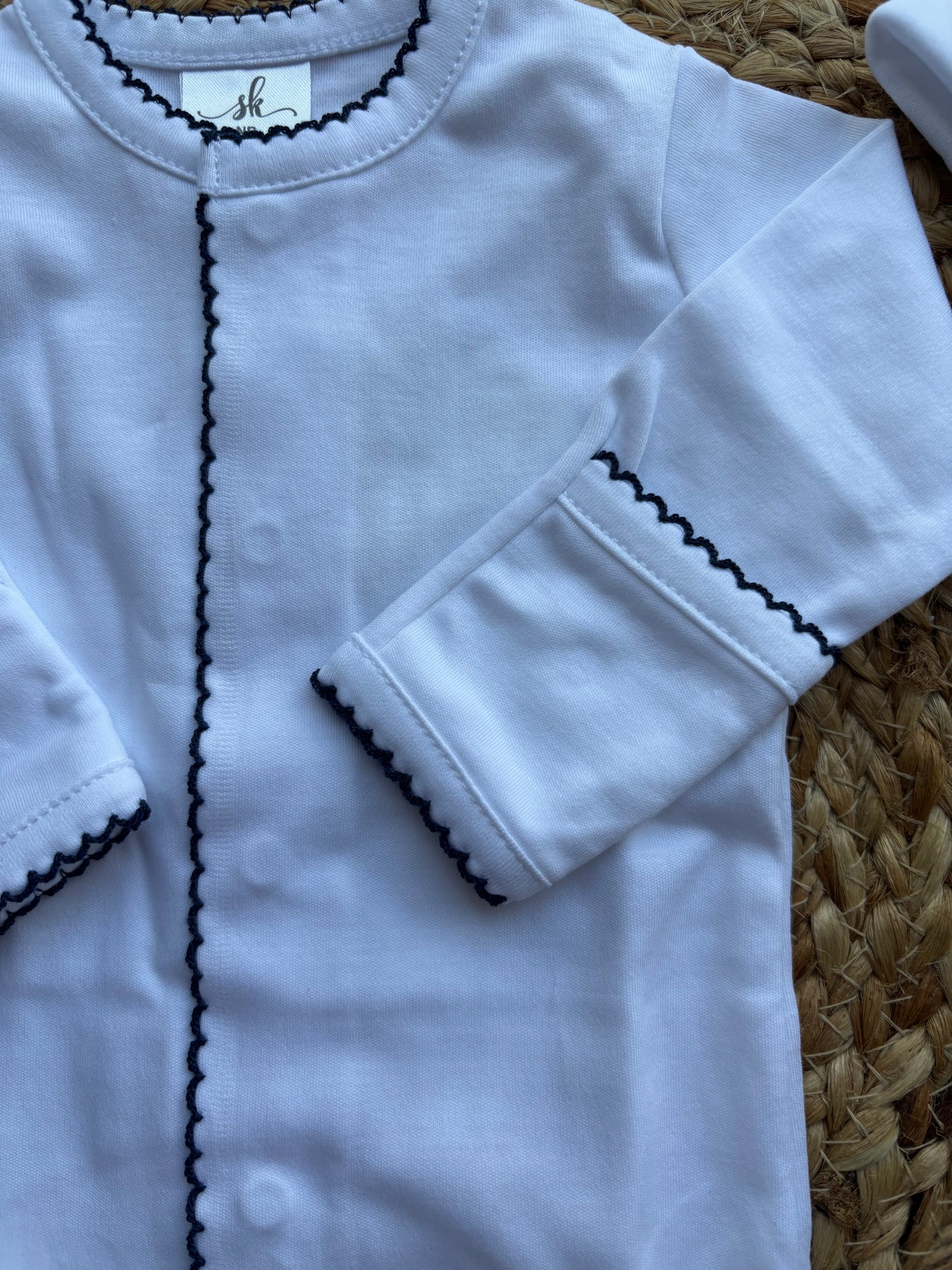 Navy Trim Footie