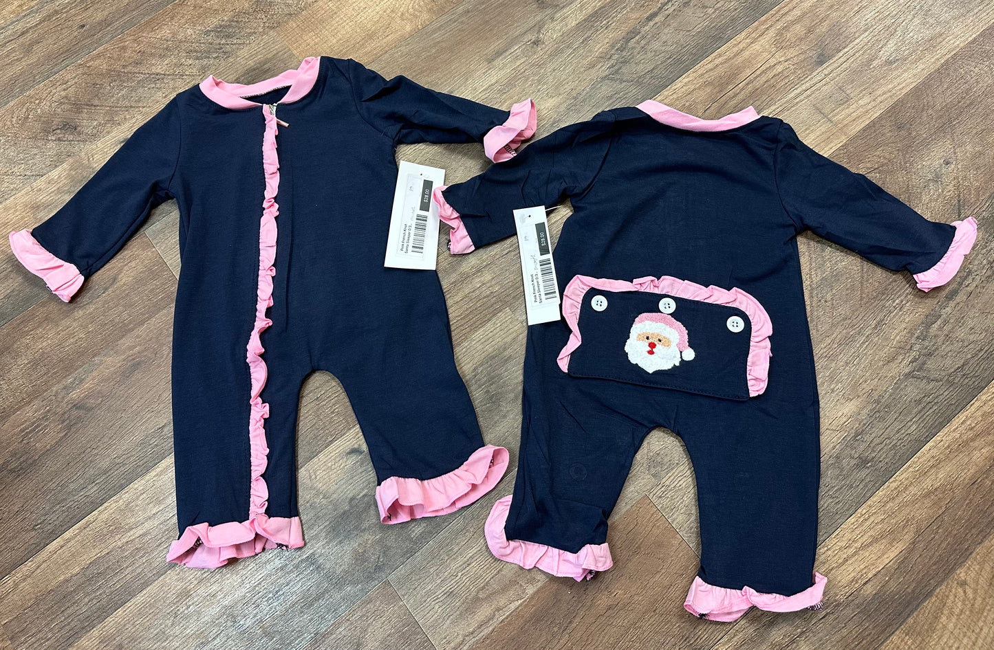Pink French knot Santa romper