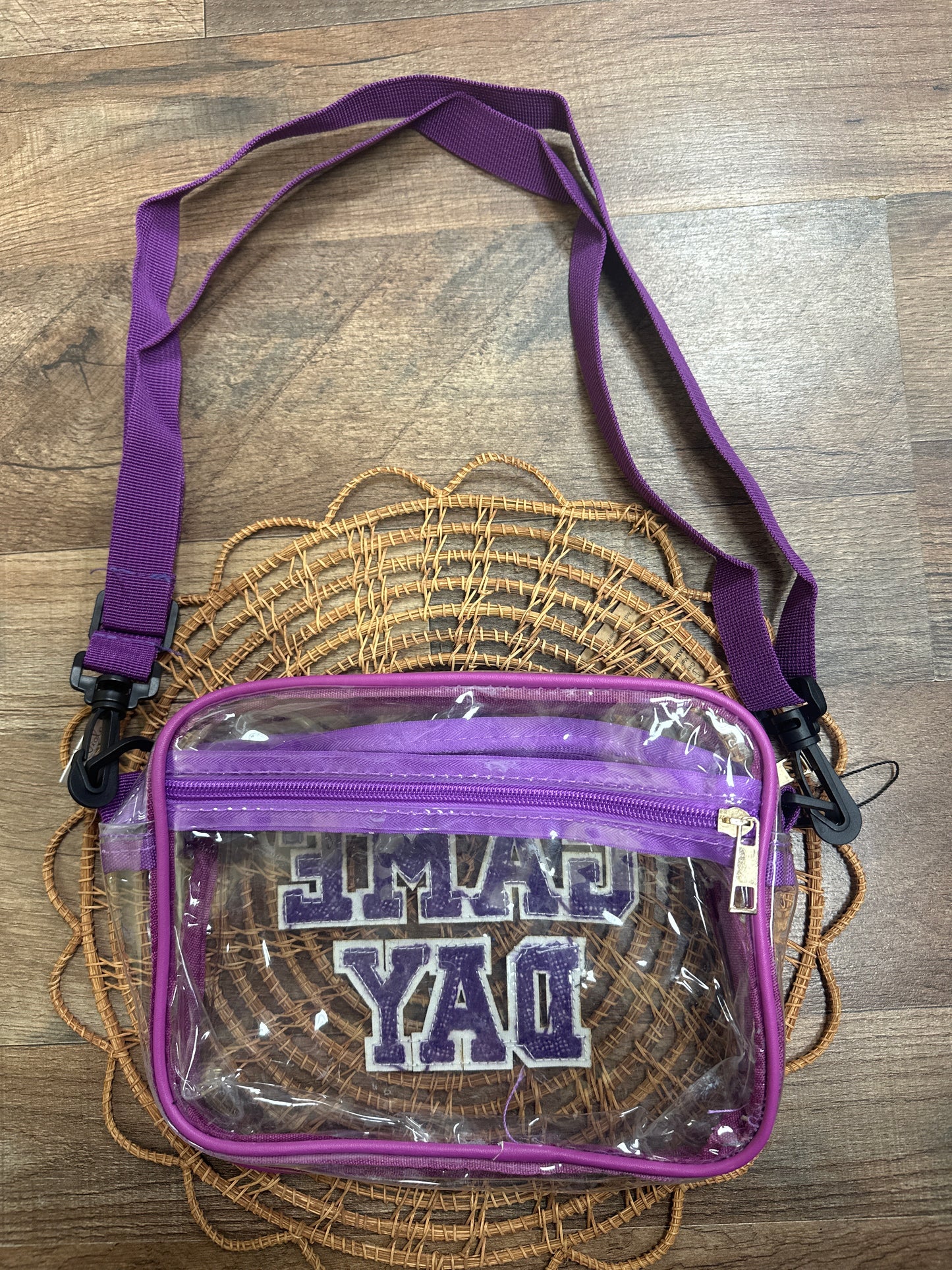 Purple Clear “GAME DAY” crossbody bag