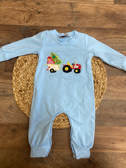 Christmas Tree Tractor Romper