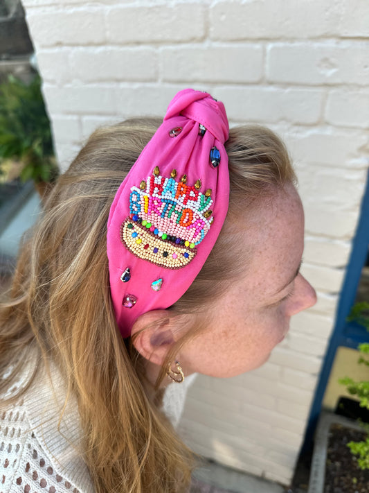 Beaded Happy birthday headband