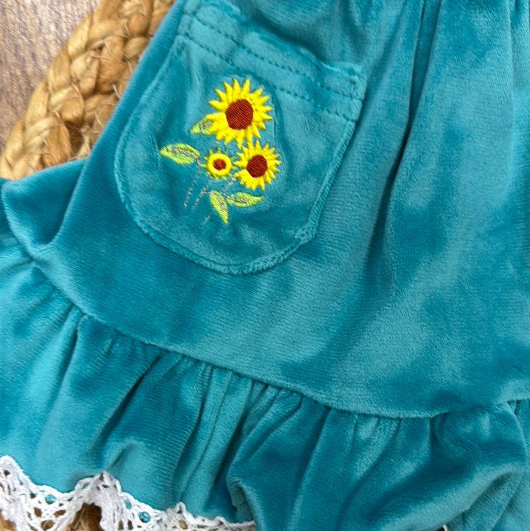 Blue Velvet Sunflower Baby Set