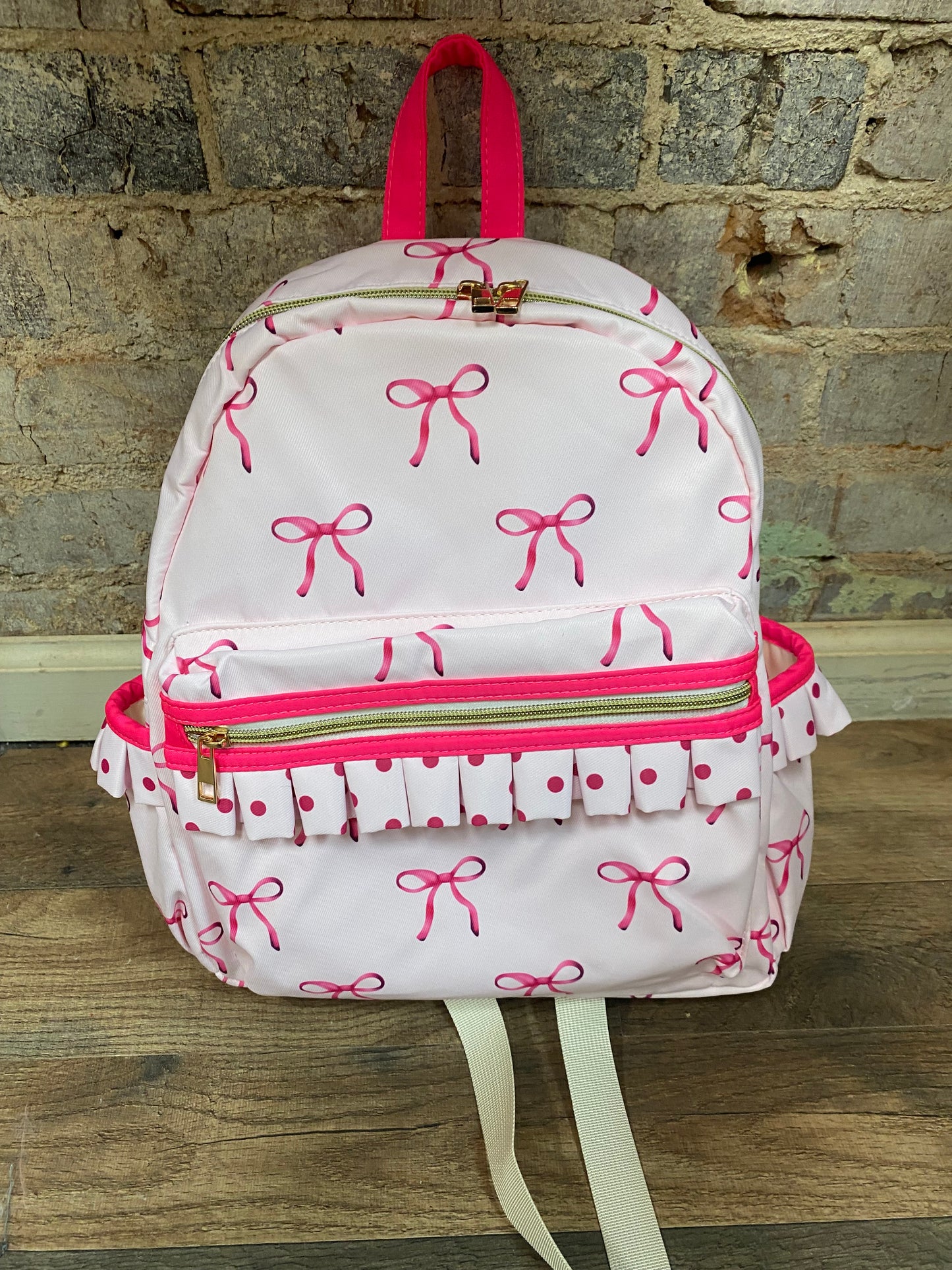 Pink Bow Print Backpack