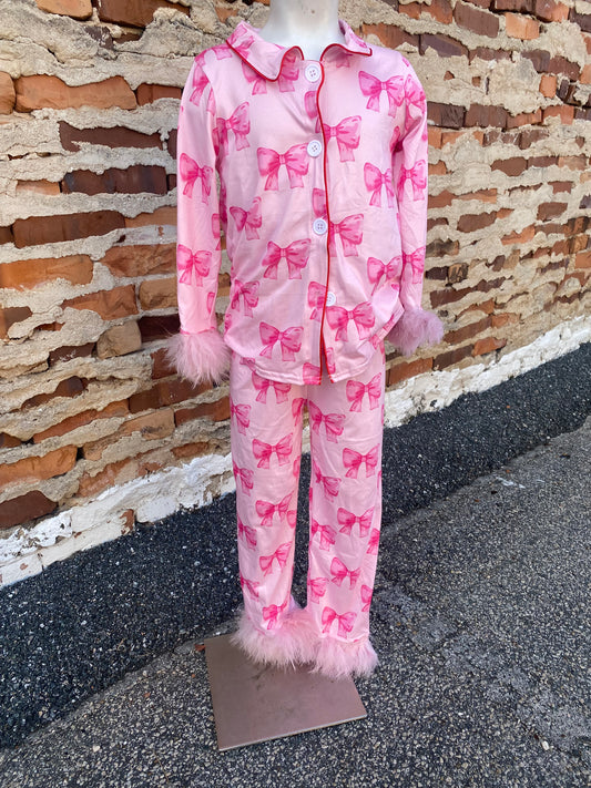 Pink Feather Bow Pajamas