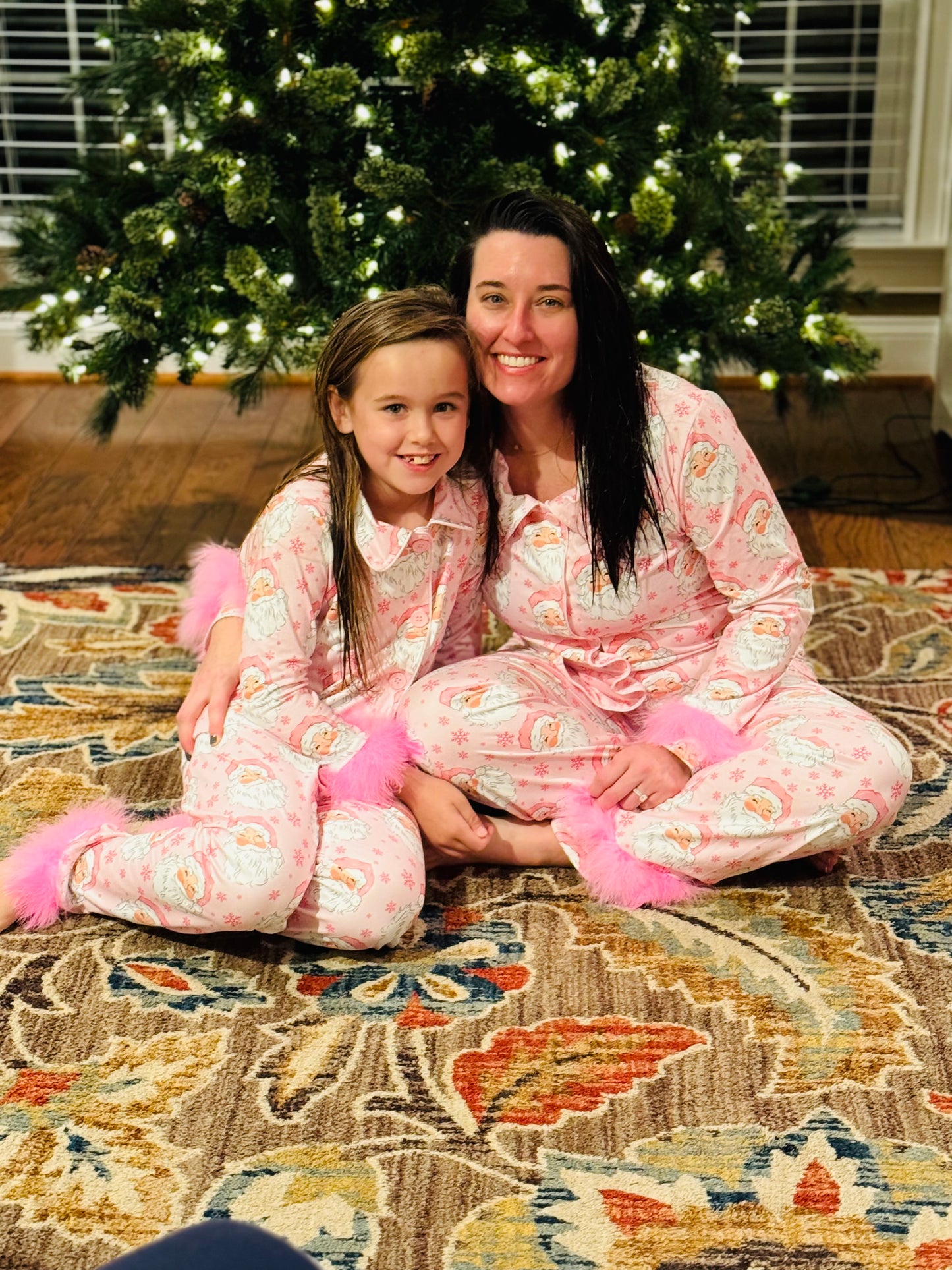 Adult pink Santa fur pajama set