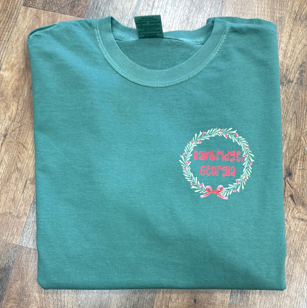 Adult Comfort Color Greem Small Town Christmas Bainbridge, Ga (Made to Order)