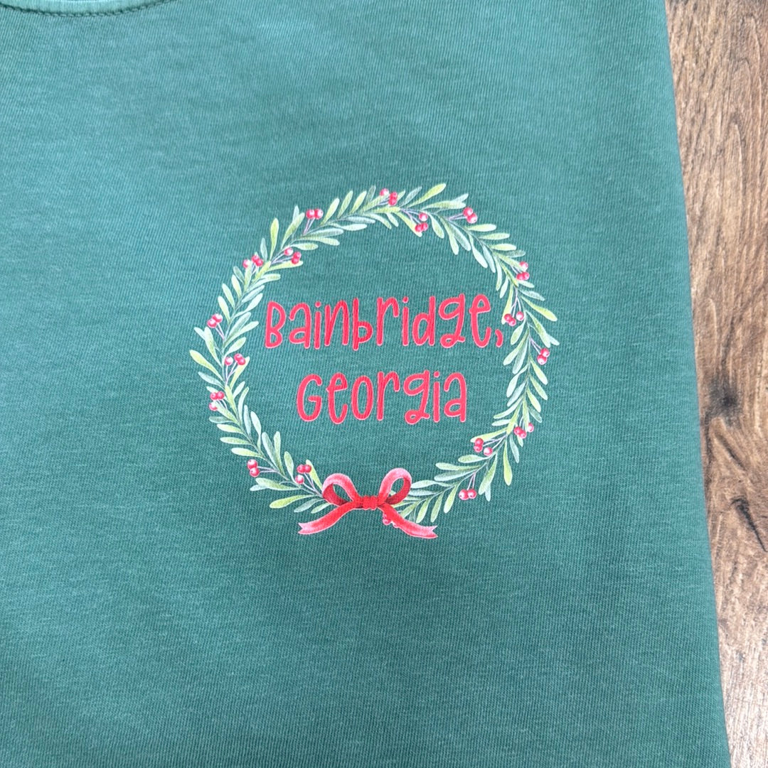 Adult Comfort Color Greem Small Town Christmas Bainbridge, Ga (Made to Order)