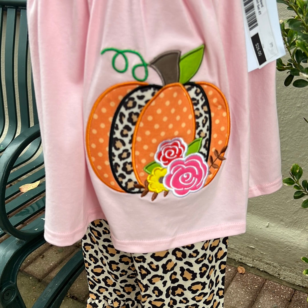 Girl pink leopard pumpkin set