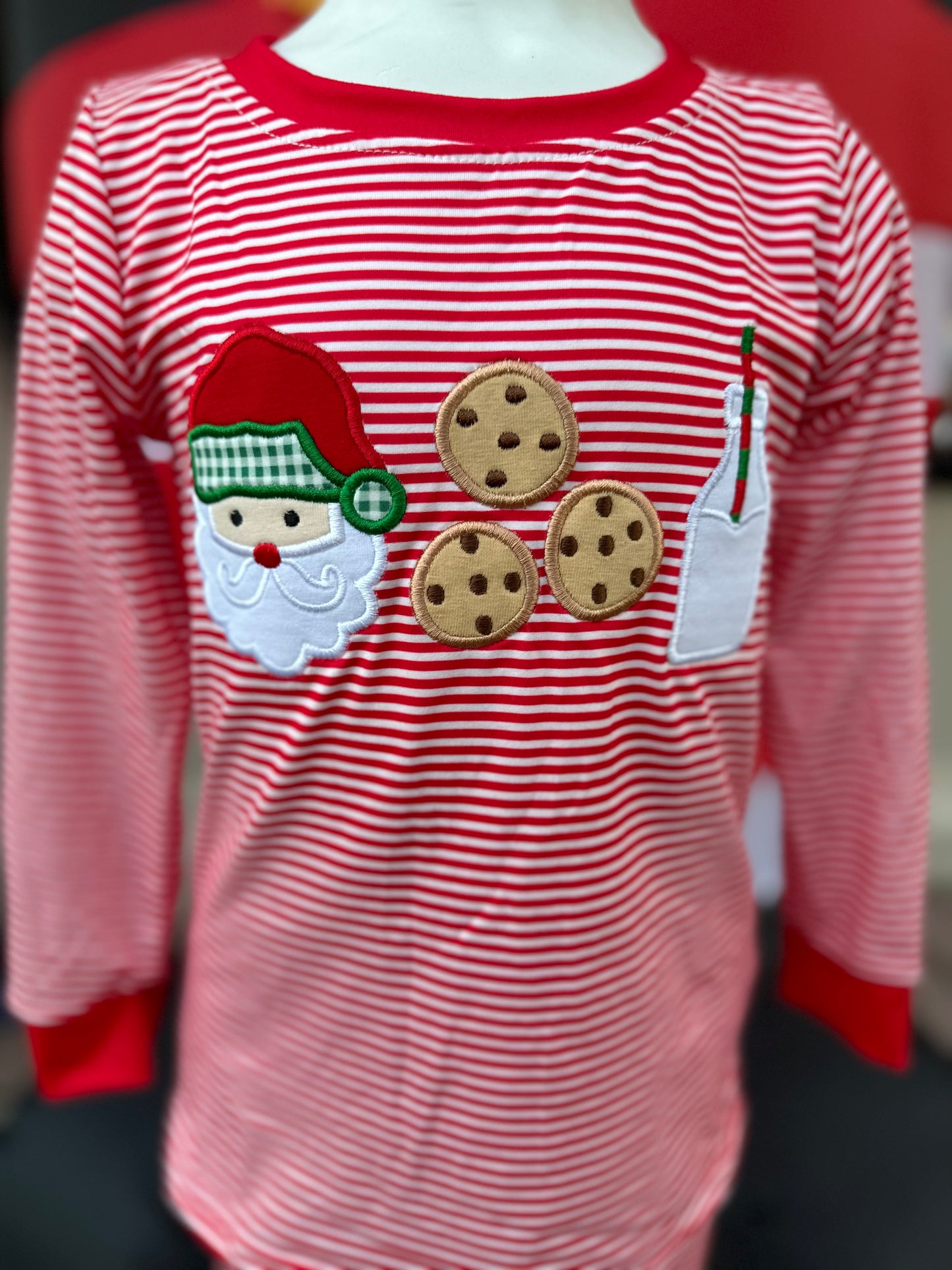 Boy Red Santa milk and cookies PJ’a