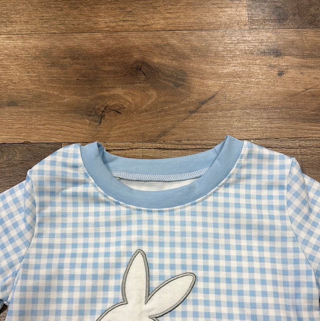 Blue plaid Easter bunny shirt