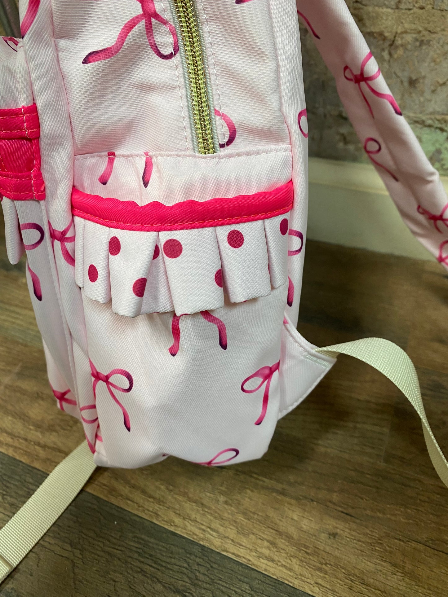 Pink Bow Print Backpack