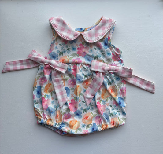 Floral/Pink Gingham Bow Bubble