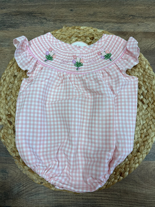 Pink Gingham Flower bow bubble