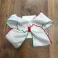 White green/red Moon stitch bow