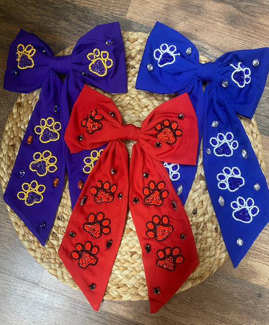 Beaded paw print bows