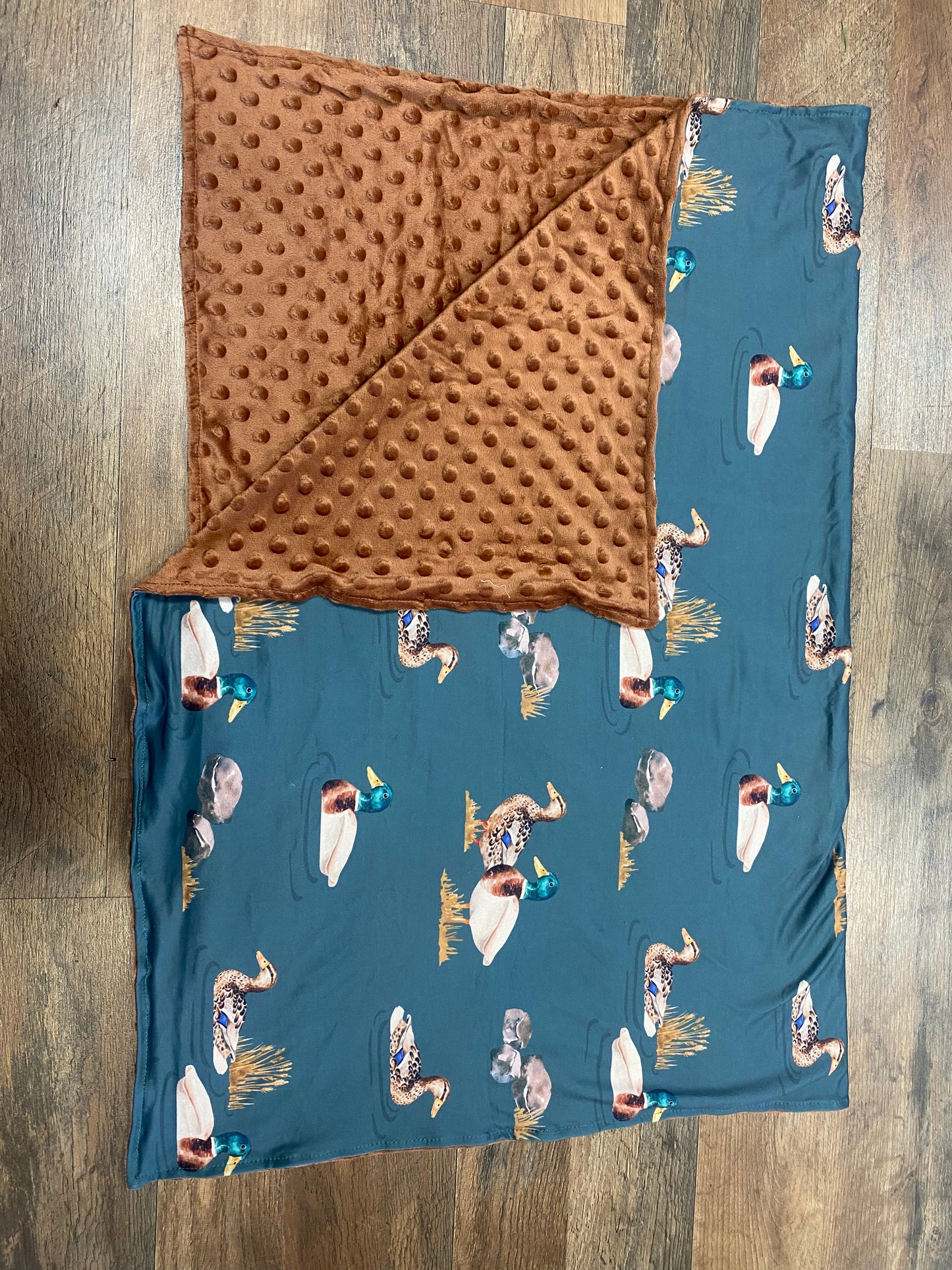 Green Minky Duck Blanket