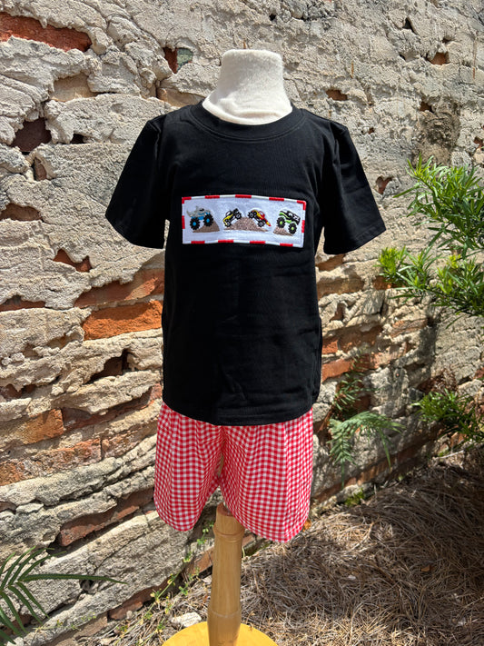 Red Gingham Monster Truck Set