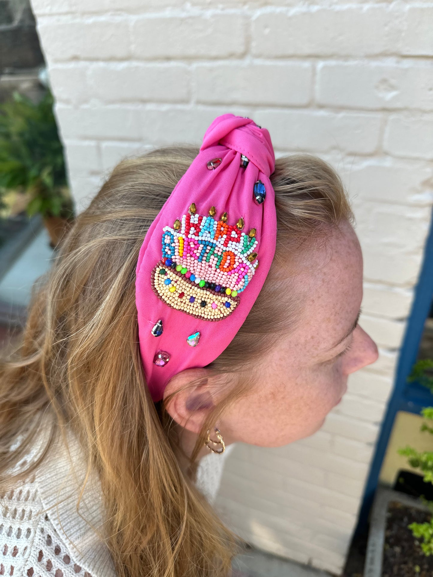 Beaded Happy birthday headband