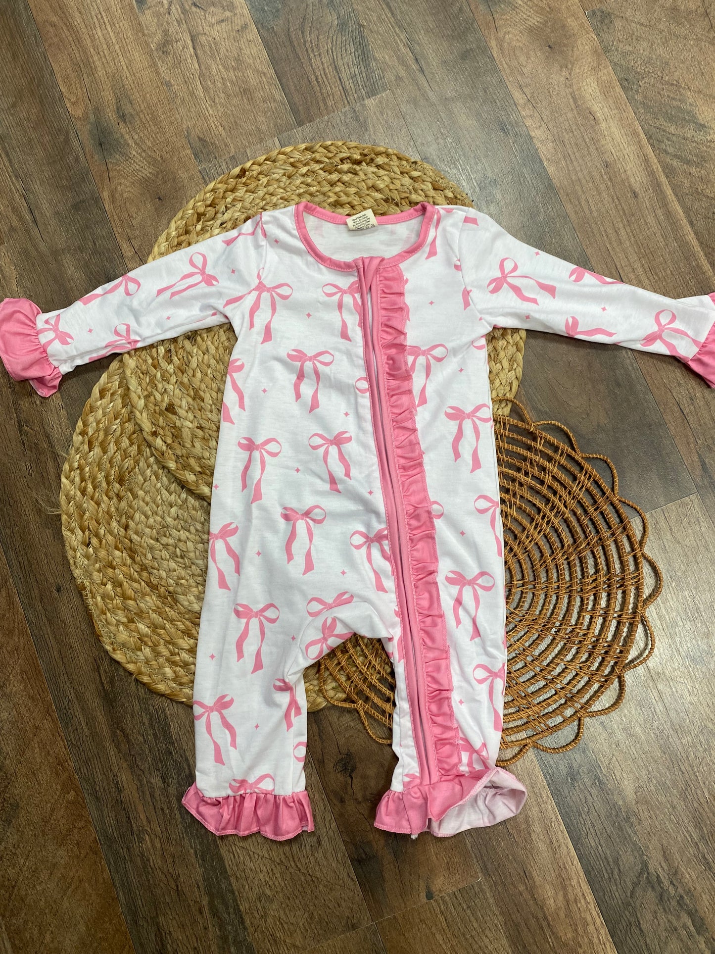 Ruffle Pink Bow Sleeper