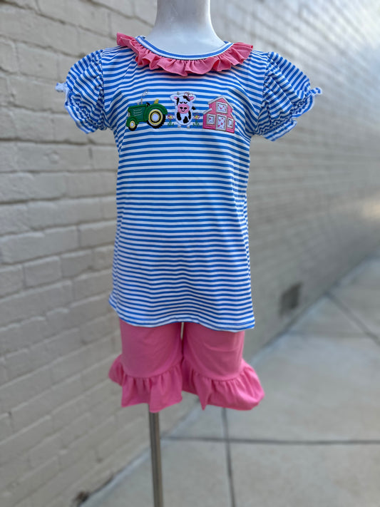 Girls ruffle farm set