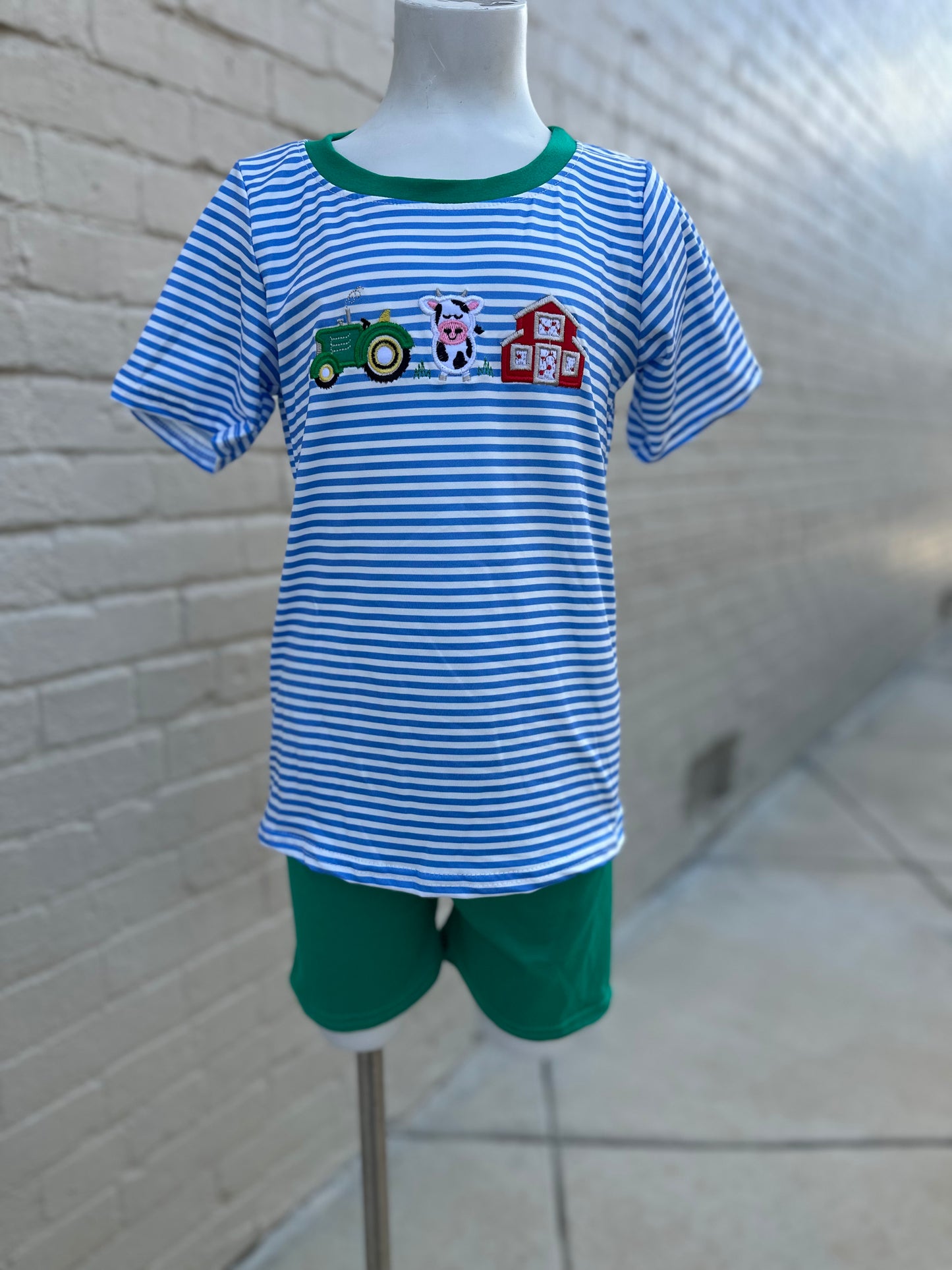 Boy farm stripe set