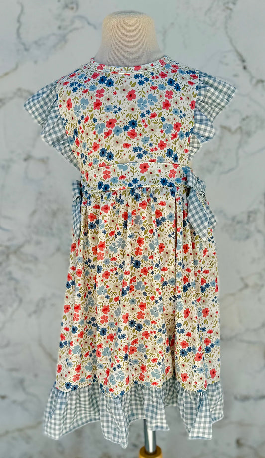Natural plaid floral dress