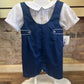 Navy Shortall with pintucks and side tabs