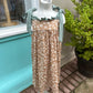 Tan floral ruffle tie dress
