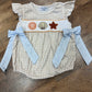 Tan gingham seashell bow bubble