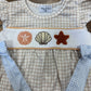 Tan gingham seashell bow bubble