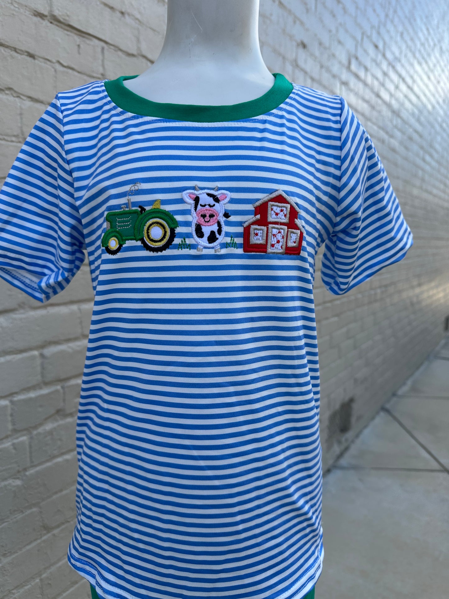 Boy farm stripe set