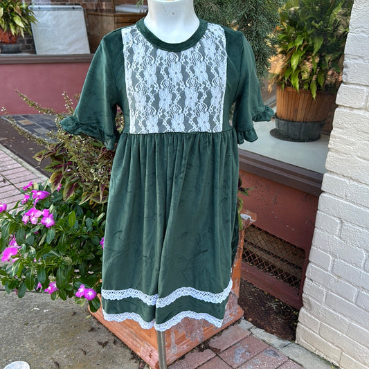 Forest Velvet Lace Dress