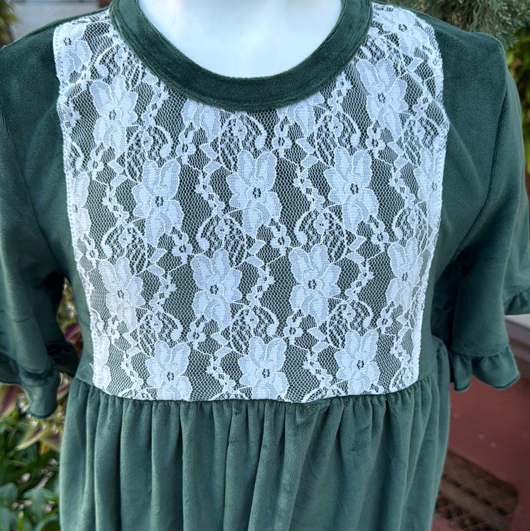 Forest Velvet Lace Dress