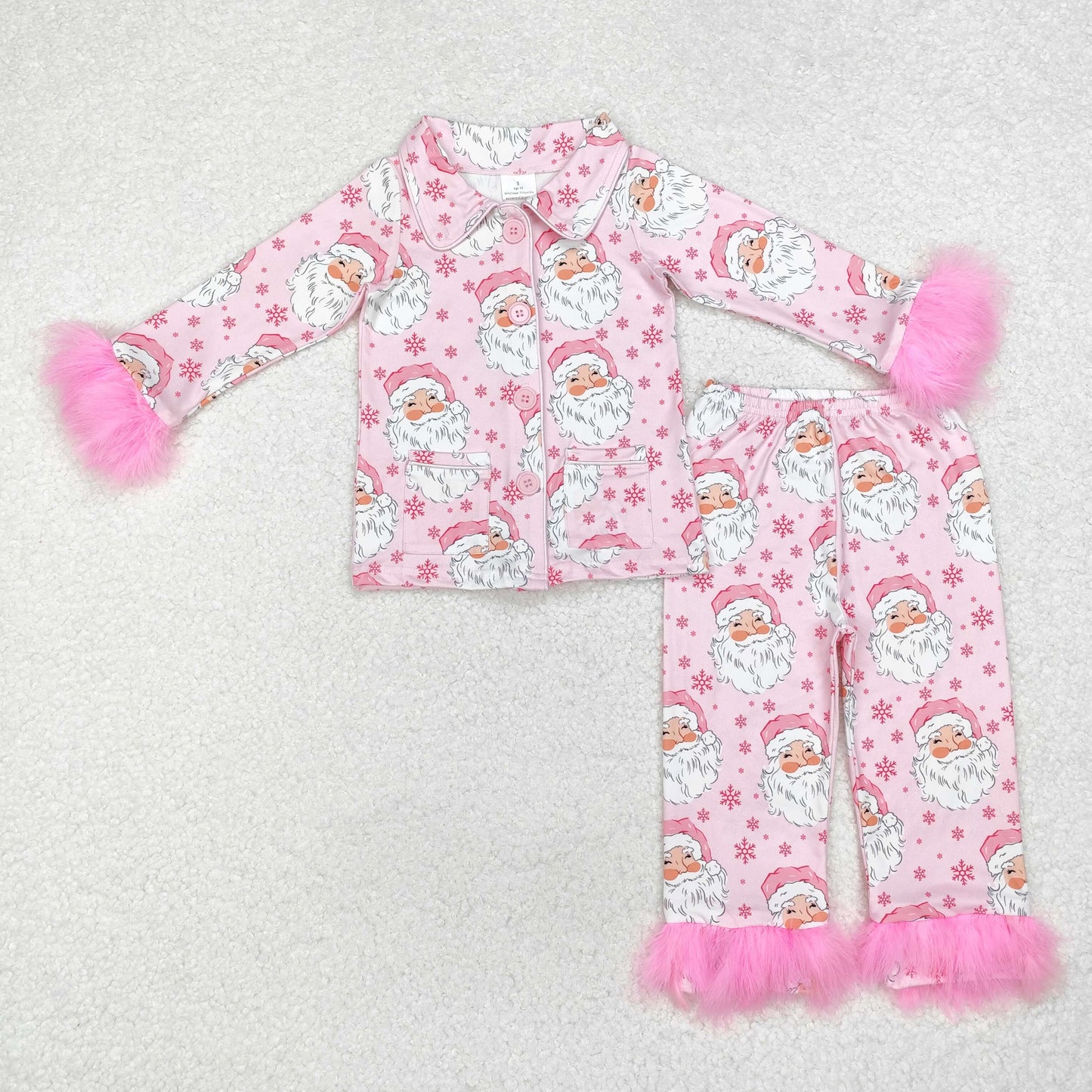 Kids Pink Santa Fur Pajamas