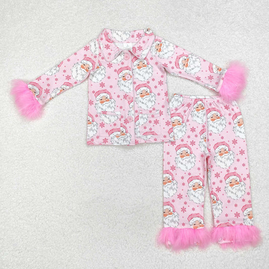 Kids Pink Santa Fur Pajamas