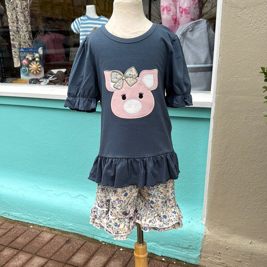 Floral Pig Appliqué Set