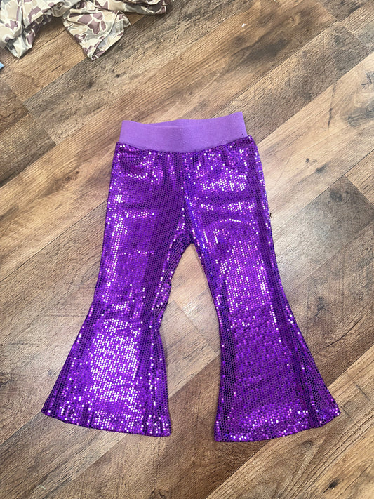 Purple sequin flare pants