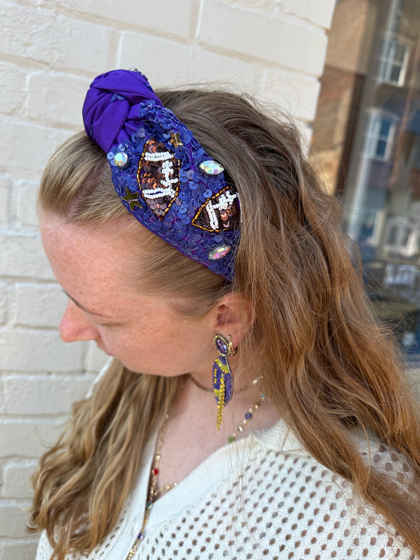 Beaded football headband