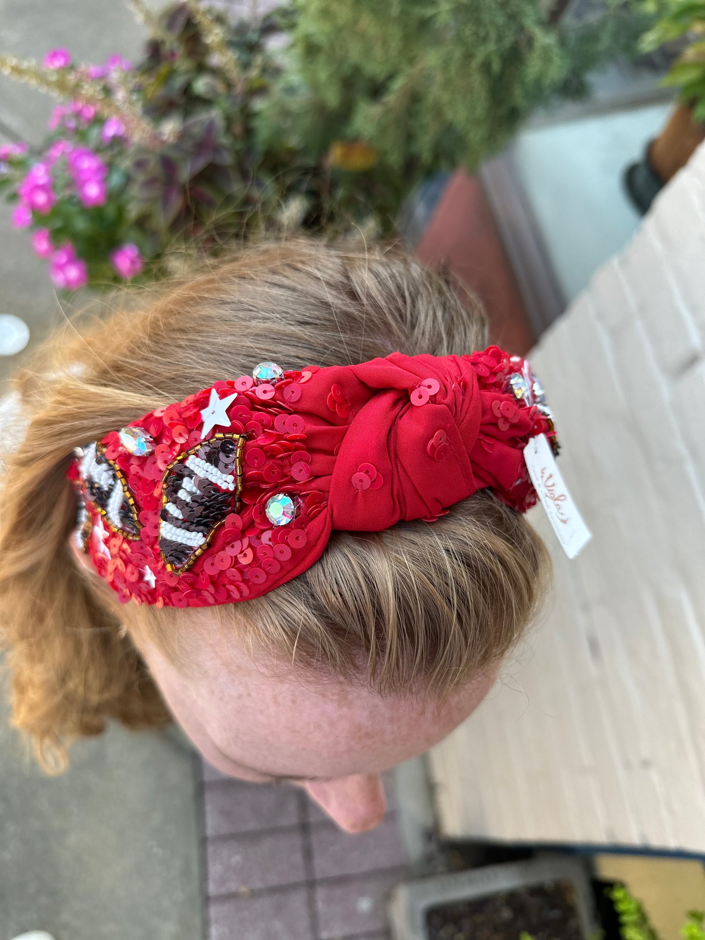 Beaded football headband