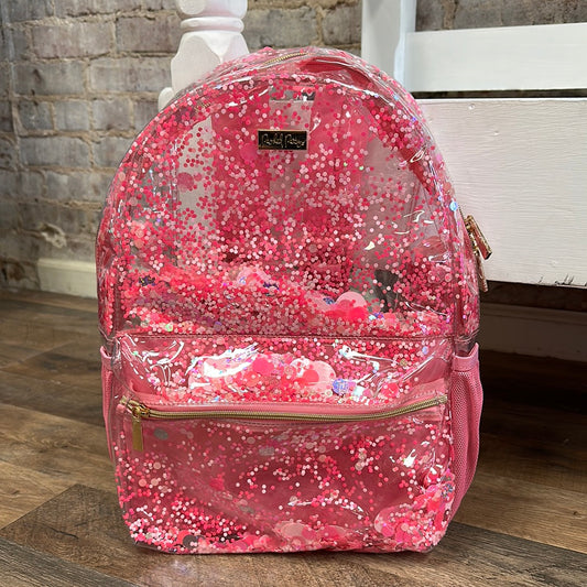 Pink party clear backpack