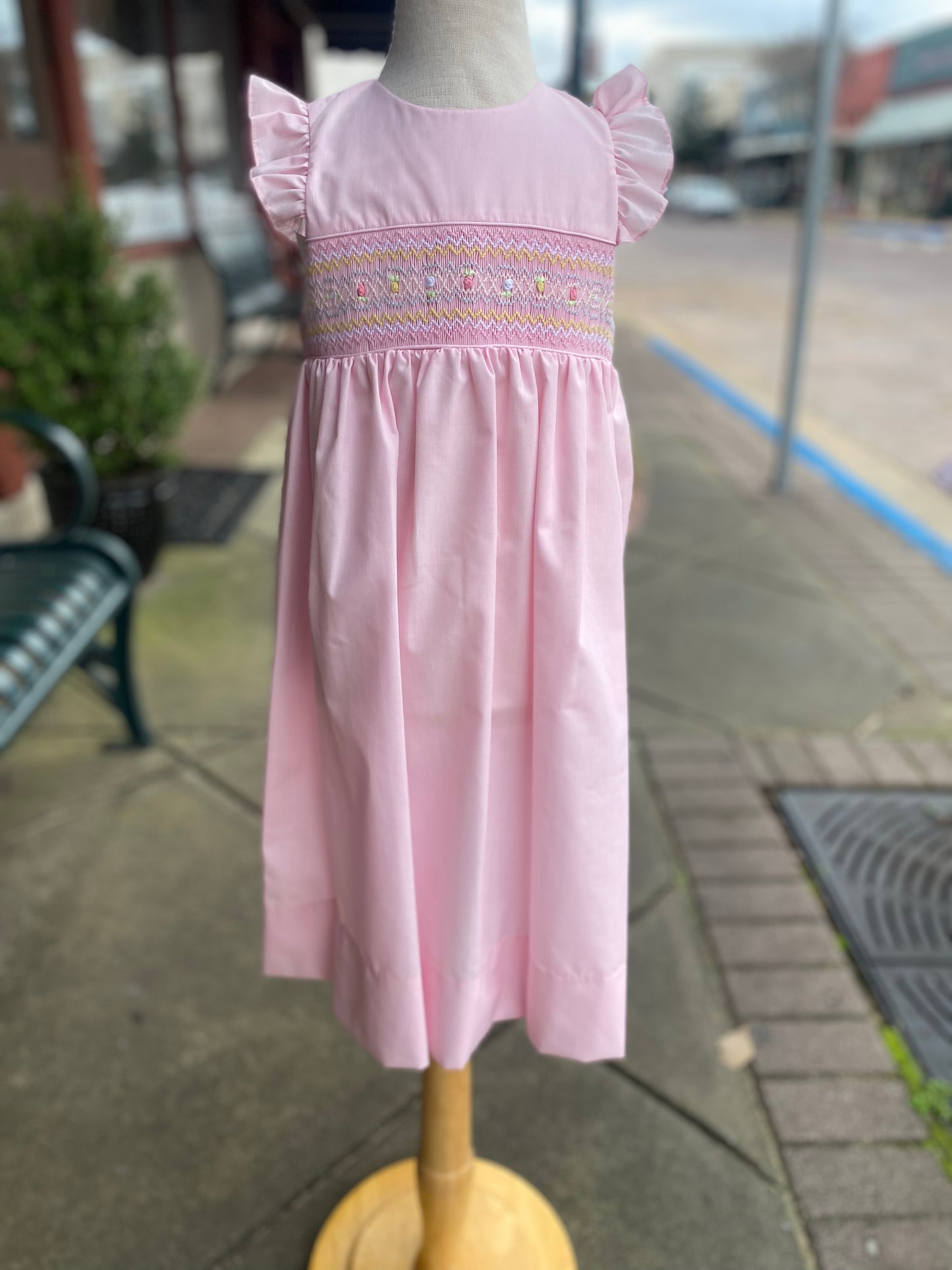 Smocked baby pink dress
