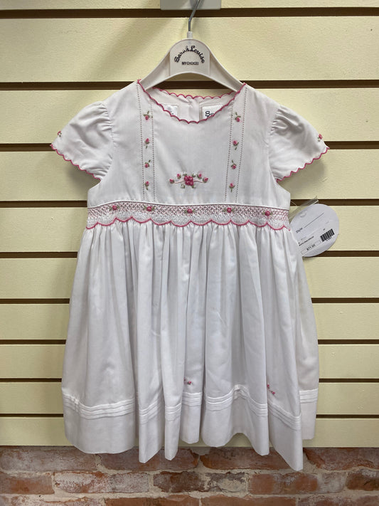 White and pink Pearl smocked dress