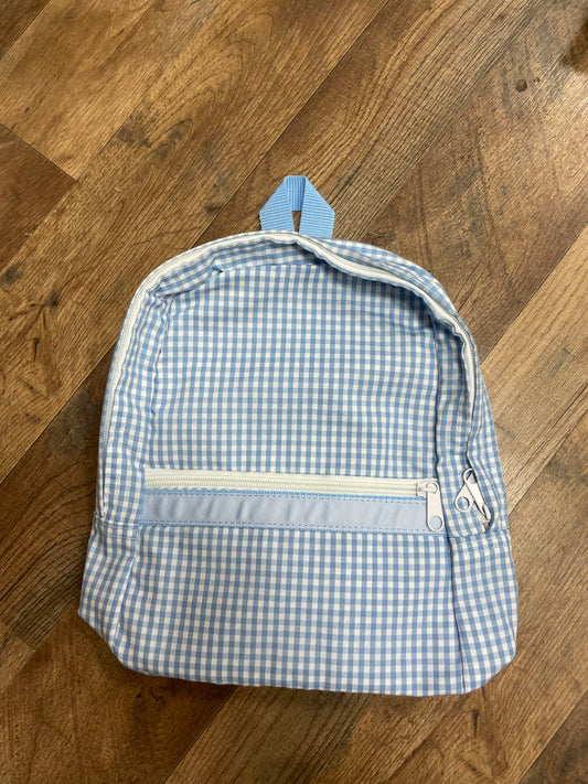Small blue gingham backpack